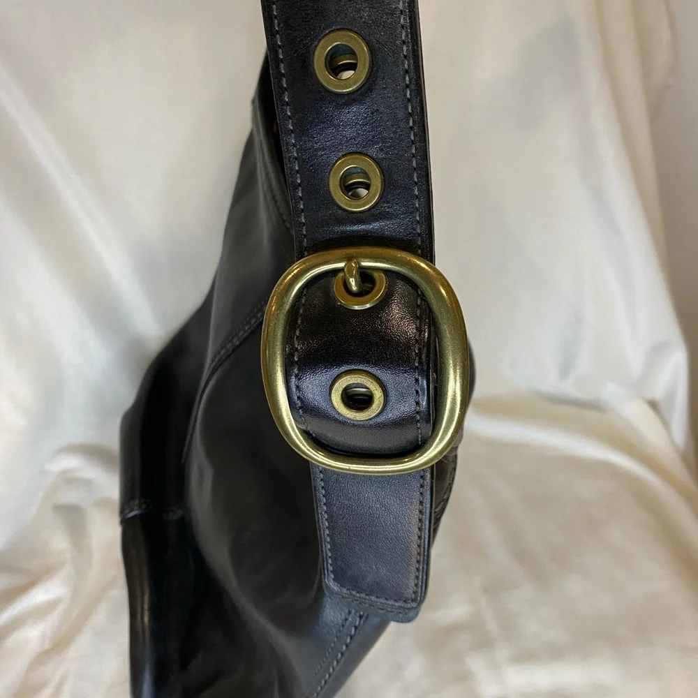 Coach Bleeker Tattersall Duffle Bucket Black Leather Shoulder Bag - Picture 11 of 12
